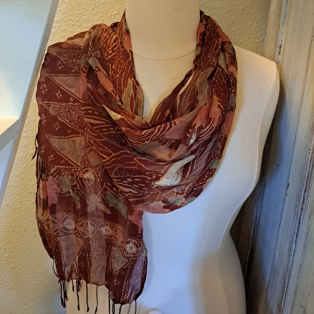 Indonesian Batik Silk Scarf